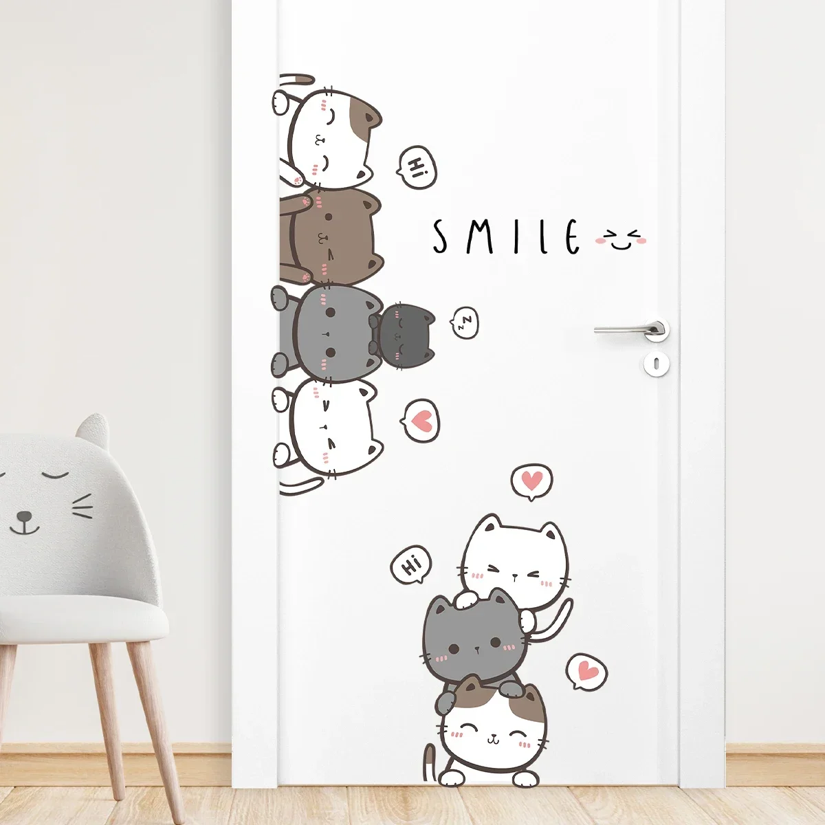 1Pc Furniture Cartoon Cute Cat Wall Stickers For Door Home Decor Accessories Living Room Kids Room Decoration Wall Decals Diy 1Pc Furniture Cartoon Cute Cat Wall Stickers For Door Home Decor Accessories Living Room Kids Room Decoration Wall Decals Diy - Image 4