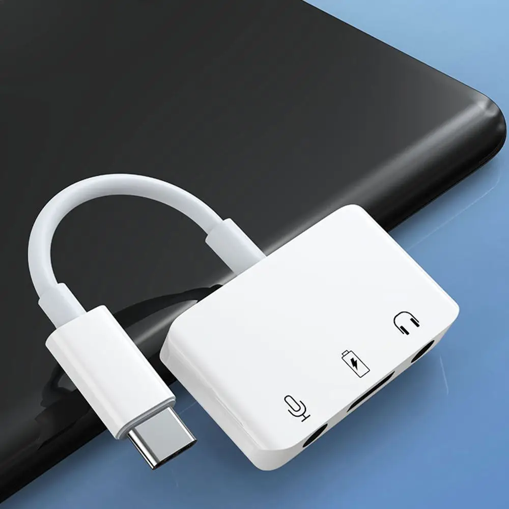 3-In-1 Usb-C Soundkarte – Externer Stereo-Audioadapter Mit 3,5 Mm Für Telefon Und Laptop Usb Soundkarte