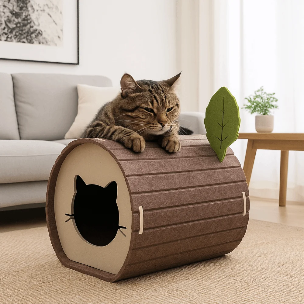 Lustiges Filzhöhlen-Katzenhaus, Baumloch, Faltbarer Katzenkratzbaum, Halbgeschlossenes, Verschleißfestes Katzenbett Zum Kratzen/Schlafen Von Katzen Lustiges Filzhöhlen-Katzenhaus, Baumloch, Faltbarer Katzenkratzbaum, Halbgeschlossenes, Verschleißfestes Katzenbett Zum Kratzen/Schlafen Von Katzen - Image 5