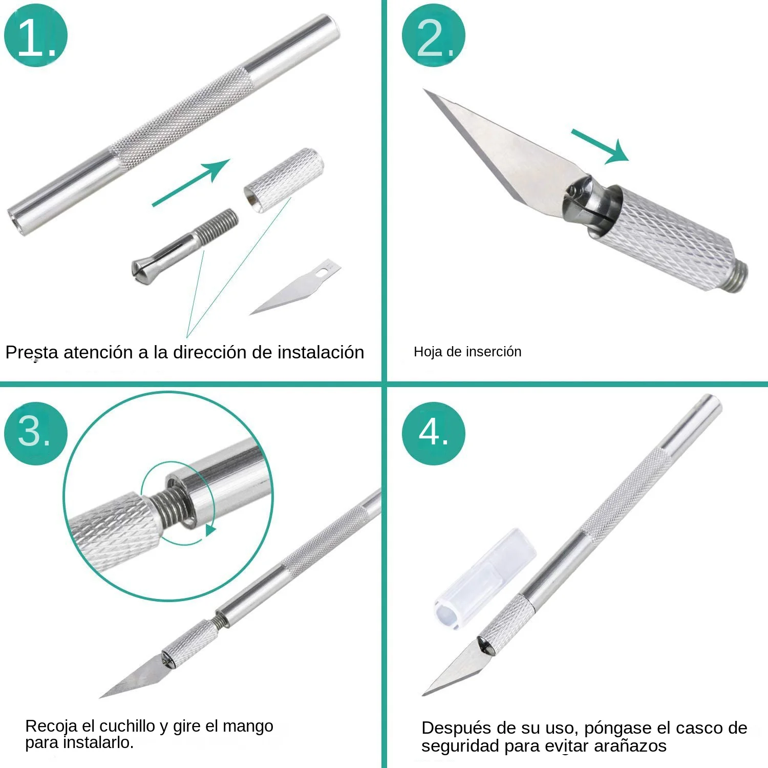 Graviermesser-Set Aus Rutschfestem Metall, 5-Teilig, Mit Klingen, Schneidwerkzeug, Bastelmesser Für Handy, Pc, Diy-Reparatur, Handwerkzeug-Zubehör Graviermesser-Set Aus Rutschfestem Metall, 5-Teilig, Mit Klingen, Schneidwerkzeug, Bastelmesser Für Handy, Pc, Diy-Reparatur, Handwerkzeug-Zubehör - Image 6