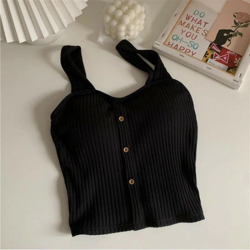 Frauen Y2K Cropped Tops Mit Bh Pads Sommer Korsett Koreanische Hosenträger Weste Sexy Leibchen Schlank Feste Beiläufige Gefälschte Schnalle Tops Frauen Y2K Cropped Tops Mit Bh Pads Sommer Korsett Koreanische Hosenträger Weste Sexy Leibchen Schlank Feste Beiläufige Gefälschte Schnalle Tops - Image 7