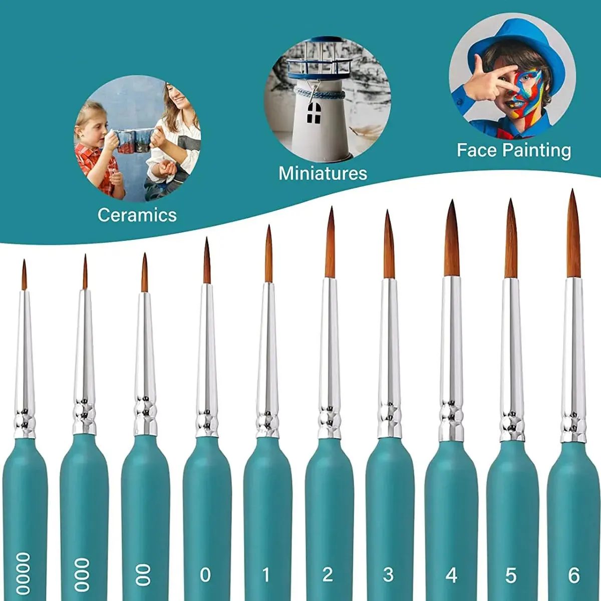 10/11-Teiliges Miniatur-Pinsel-Set Mit Detailspitze Und Ergonomischem Griff – Geeignet Für Acrylmalerei, Öl, Wat 10/11-Teiliges Miniatur-Pinsel-Set Mit Detailspitze Und Ergonomischem Griff – Geeignet Für Acrylmalerei, Öl, Wat - Image 6