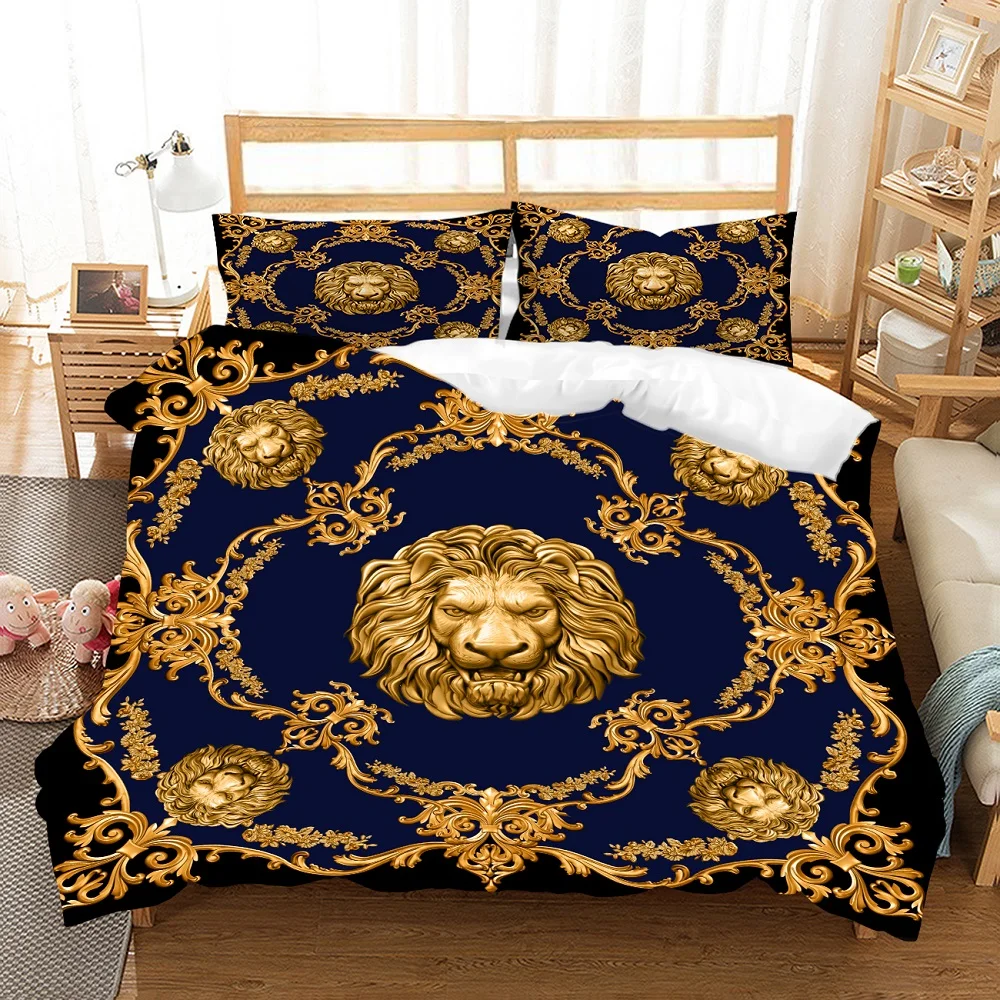 Luxus Golden Modern Style Digitaldruck Baumwollstoff Bettwäsche Set Bettbezug Leinen Spannbetttuch Kissenbezüge Heimtextilien Luxus Golden Modern Style Digitaldruck Baumwollstoff Bettwäsche Set Bettbezug Leinen Spannbetttuch Kissenbezüge Heimtextilien - Image 5