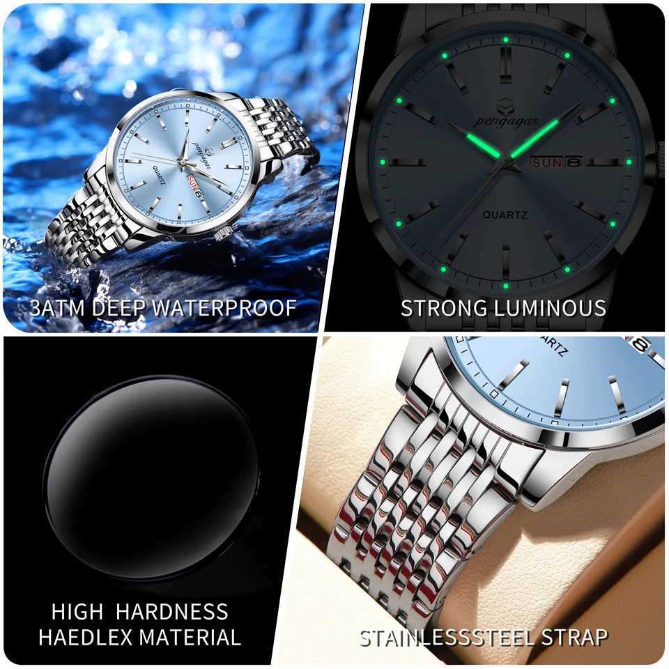2025 Neue Top Marke Luxus Mann Armbanduhr Wasserdicht Leucht Datum Männer Uhren Edelstahl Quarz 43Mm Herren Uhr Männlichen Reloj 2025 Neue Top Marke Luxus Mann Armbanduhr Wasserdicht Leucht Datum Männer Uhren Edelstahl Quarz 43Mm Herren Uhr Männlichen Reloj - Image 4