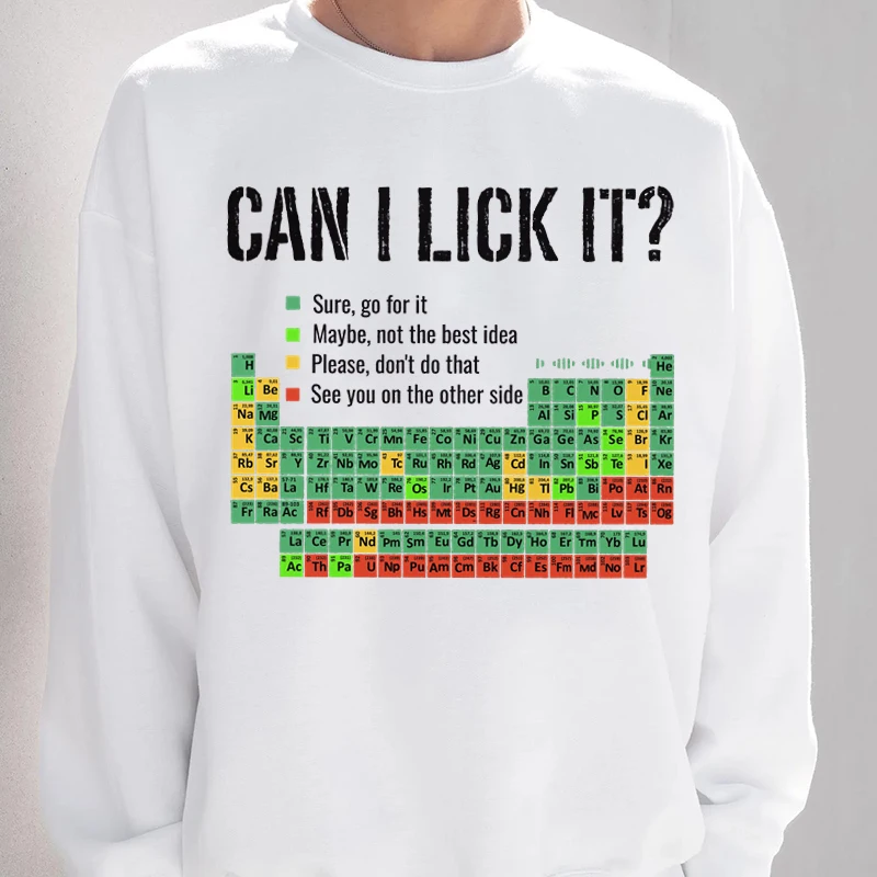 Can I Lick It Sweatshirts Periodensystem Druck Männer Frauen Mode Lässig Kapuzenshirt Lustige Chemie Kleidung Unisex Sweatshirt Can I Lick It Sweatshirts Periodensystem Druck Männer Frauen Mode Lässig Kapuzenshirt Lustige Chemie Kleidung Unisex Sweatshirt