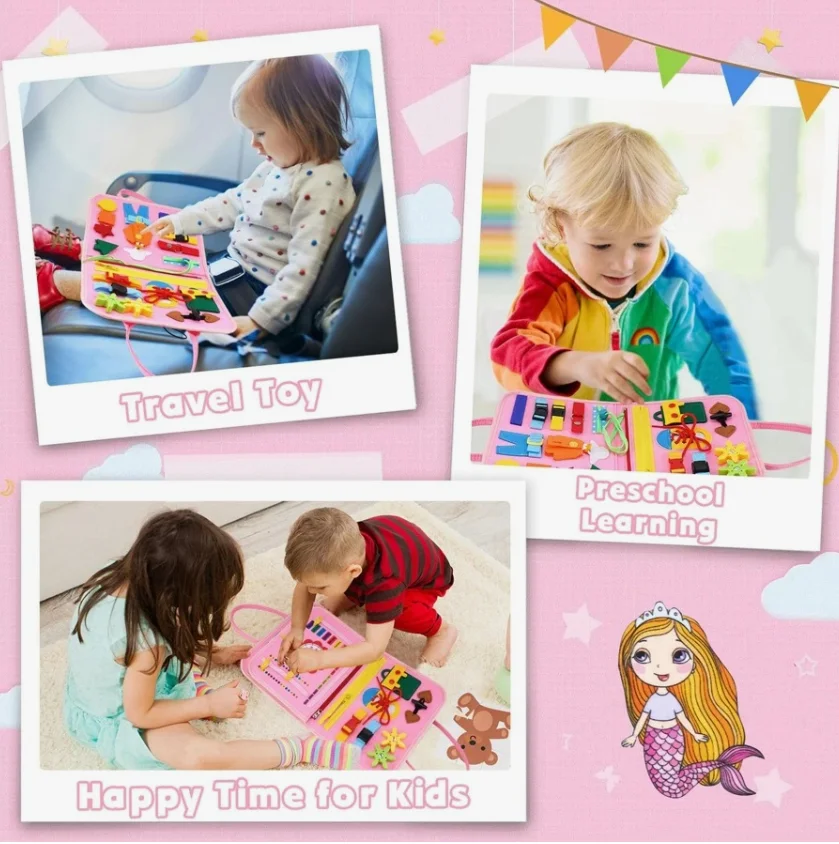 Montessori Toddler Busy Board,Autism Sensory Toys,Educational Activity Motor Skills Baby, Life Skills Learning Toys For Kids Montessori Toddler Busy Board,Autism Sensory Toys,Educational Activity Motor Skills Baby, Life Skills Learning Toys For Kids - Image 6