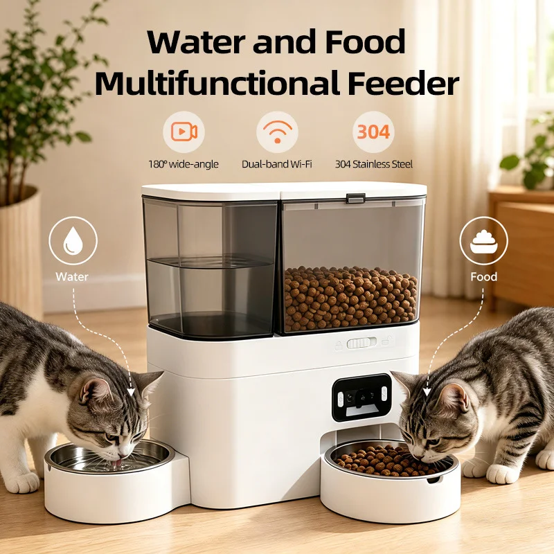 Intelligent Automatic Cat Feeder With Built-In Water Dispenser Integrated Pet Feeding Station Button-Wifi-Video Timed And Quanti Intelligent Automatic Cat Feeder With Built-In Water Dispenser Integrated Pet Feeding Station Button-Wifi-Video Timed And Quanti - Image 4
