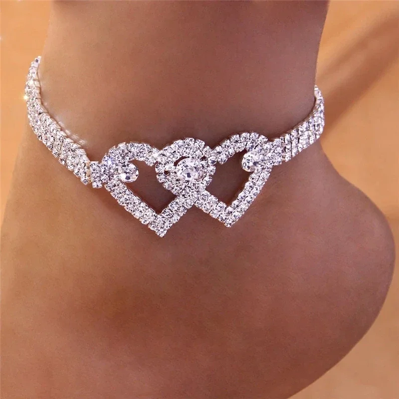 Glänzende kubische Zirkonia Kette Fußkettchen für Frauen Mode Silber Farbe Knöchel Armband Barfuß Sandalen Fuß schmuck – Bild 2