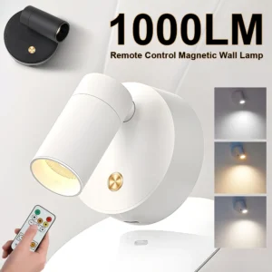 Neue Magnetische Wandleuchte LED Fernbedienbare Raumdekorationsbeleuchtung 350 °   Drehbare USB-Aufladbare Schlafzimmer-Nachttischlampe für Kinder