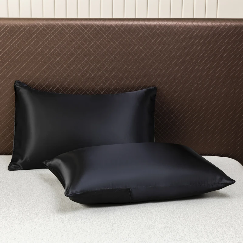 Black Luxury Ice Silk Bedding Set Satin Silky Duvet Cover Set With Pillowcase High-End Home Textiles Solid Color Bed Cover Sets Black Luxury Ice Silk Bedding Set Satin Silky Duvet Cover Set With Pillowcase High-End Home Textiles Solid Color Bed Cover Sets - Image 6