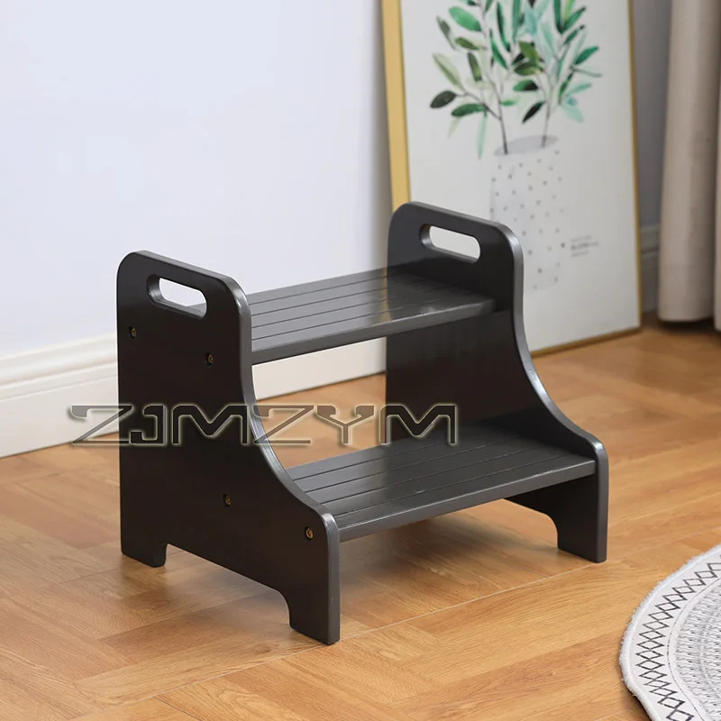 Solid Wood 2 Step Footstool Sturdy Kitchen Ladder Compact Stair Steps For Home Use Up To Washer Shoe Changing Stool Solid Wood 2 Step Footstool Sturdy Kitchen Ladder Compact Stair Steps For Home Use Up To Washer Shoe Changing Stool - Image 4