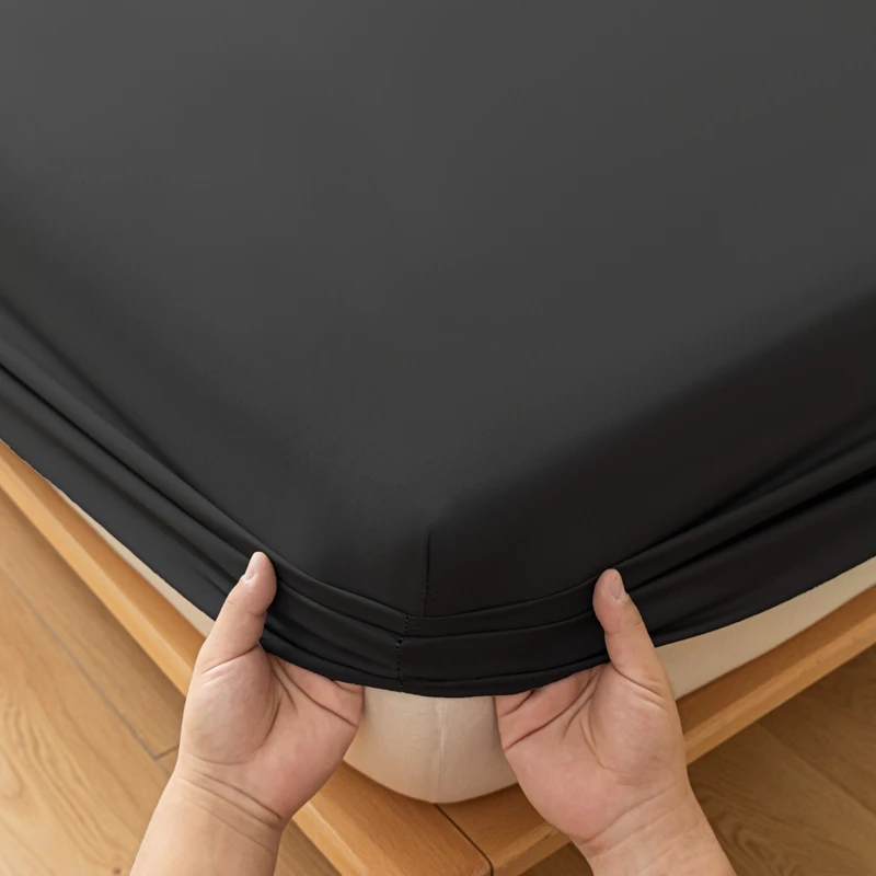 1Pc Skin-Friendly Bed Cover With Elastic Solid Color Brushed Bed Sheet Single/Queen/King Fitted Bedsheet (Without Pillowcase) 1Pc Skin-Friendly Bed Cover With Elastic Solid Color Brushed Bed Sheet Single/Queen/King Fitted Bedsheet (Without Pillowcase) - Image 3