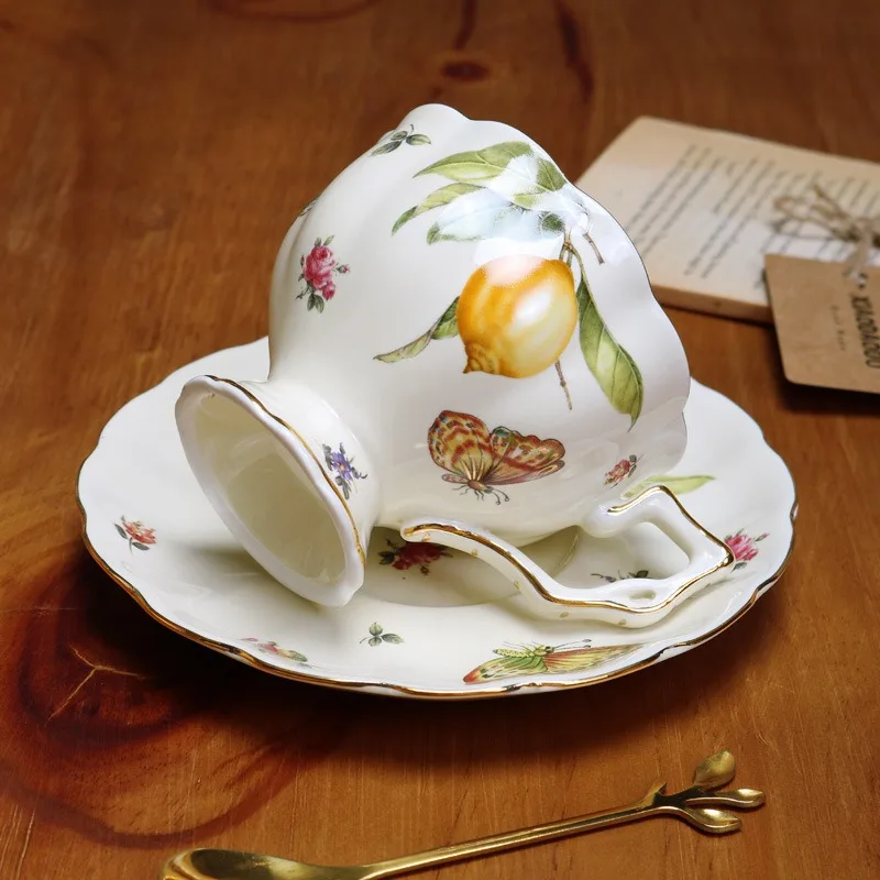 Justinlau Zitronen-Espressotassen, Elegantes Teeset Im Europäischen Stil, Teetasse Und Untertassen-Set, Keramiktasse, Kaffeetassen-Set, Dessertteller Justinlau Zitronen-Espressotassen, Elegantes Teeset Im Europäischen Stil, Teetasse Und Untertassen-Set, Keramiktasse, Kaffeetassen-Set, Dessertteller - Image 2