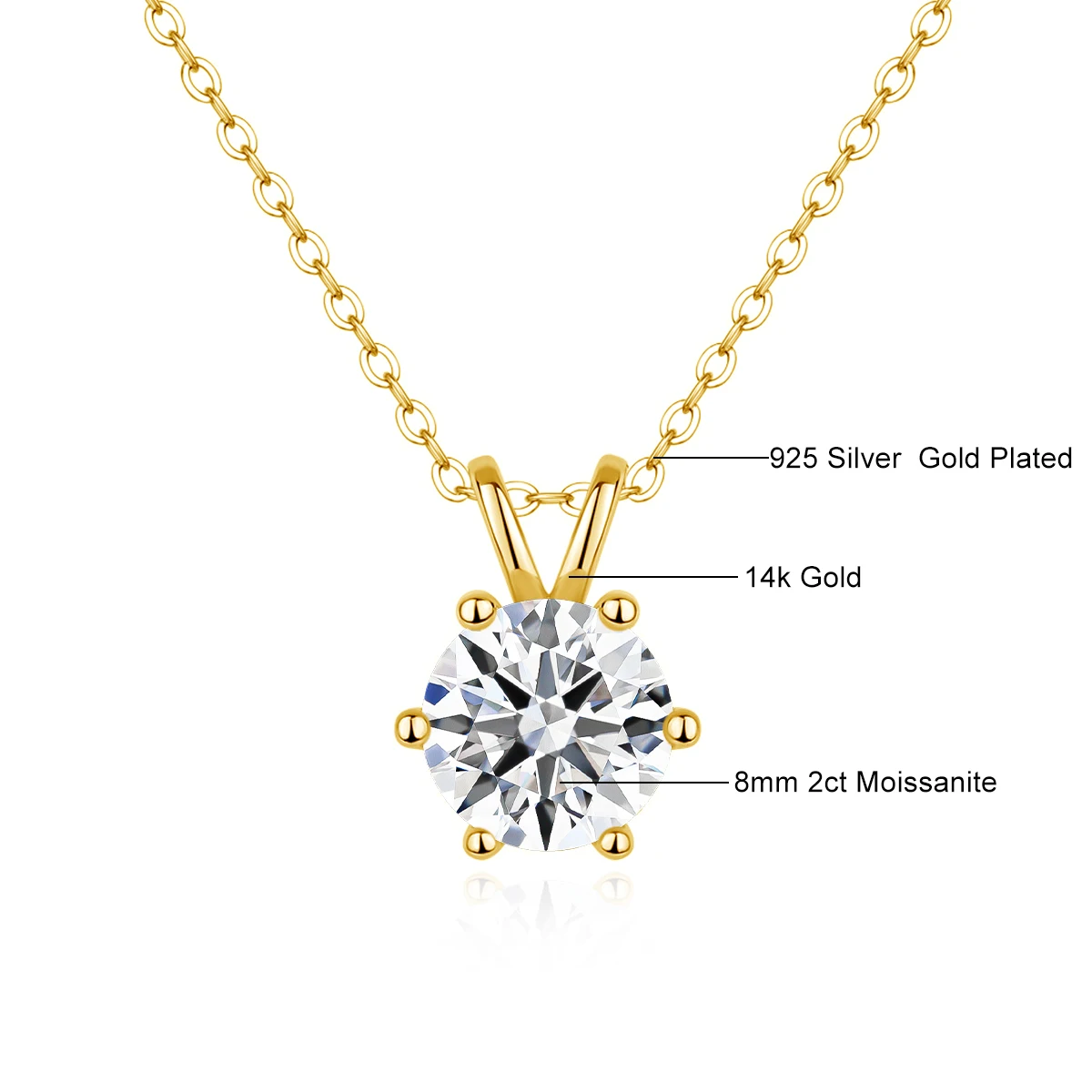 Halskette Für Damen, 100 % Echtes 14-Karätiges Gold, Moissanit-Diamant-Anhänger, Halsketten Für Mädchen, Hochzeit, Verlobung, Valentinstag, Geschenke, Schmuck Halskette Für Damen, 100 % Echtes 14-Karätiges Gold, Moissanit-Diamant-Anhänger, Halsketten Für Mädchen, Hochzeit, Verlobung, Valentinstag, Geschenke, Schmuck - Image 11