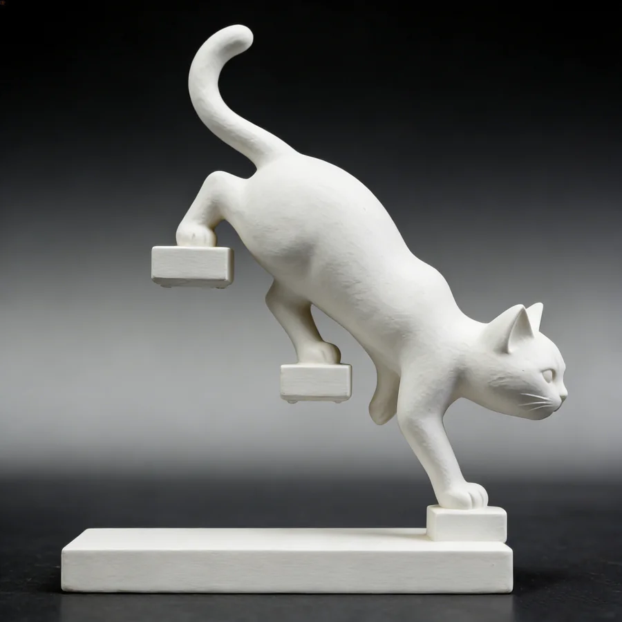 Modern White Leaping Cat Sculpture, Geometric Minimalist Home Decor For Living Room &Amp; Desk, Ideal Gift For Cat Lovers Modern White Leaping Cat Sculpture, Geometric Minimalist Home Decor For Living Room &Amp; Desk, Ideal Gift For Cat Lovers