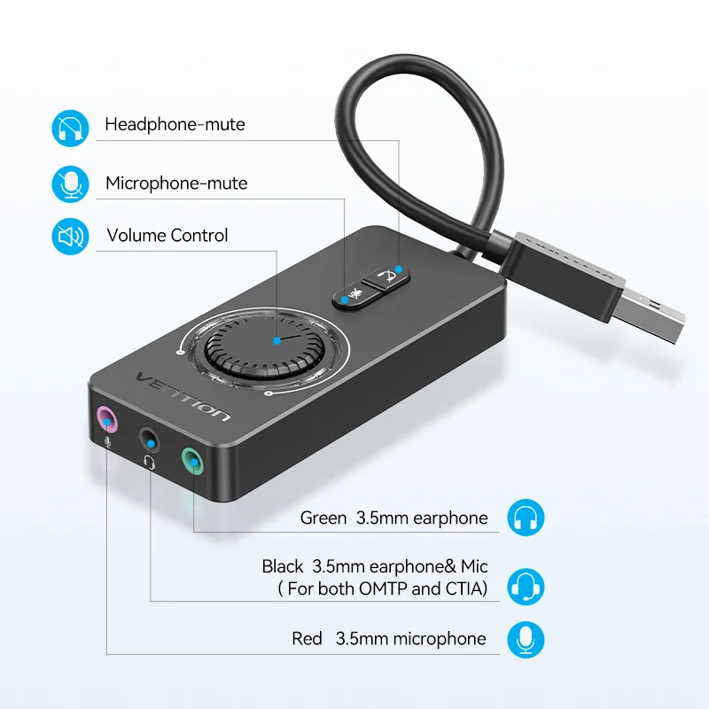 Vention Usb-Audioadapter Auf 3,5 Mm – Externe Soundkarte Für Kopfhörer Und Mikrofon An Macbook, Laptop, Pc &Amp; Ps4 Vention Usb-Audioadapter Auf 3,5 Mm – Externe Soundkarte Für Kopfhörer Und Mikrofon An Macbook, Laptop, Pc &Amp; Ps4 - Image 2