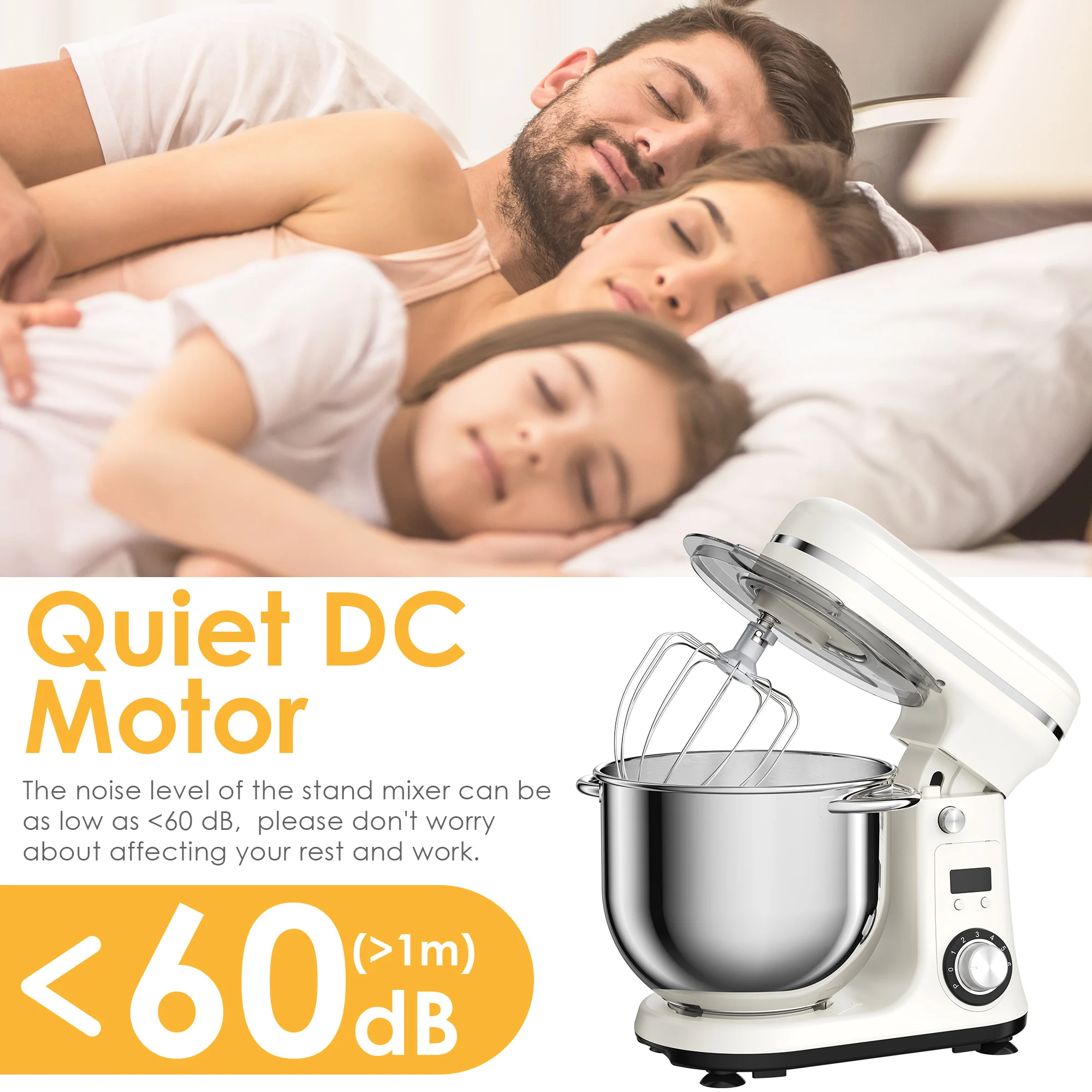 Biolomix Küchen-Lebensmittel-Standmixer, Mixer, Leiser Motor, Sahne-Ei-Schneebesen, Peitsche, Teigkneter, 6 Geschwindigkeiten, 1200 W, 6 L, Dc Biolomix Küchen-Lebensmittel-Standmixer, Mixer, Leiser Motor, Sahne-Ei-Schneebesen, Peitsche, Teigkneter, 6 Geschwindigkeiten, 1200 W, 6 L, Dc - Image 3