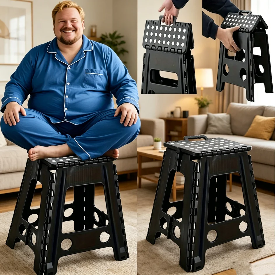 Foldable Plastic Step Stool Anti Slip Portable Heavy Duty Household Foot Stool For Kitchen Garage Camping Library Foldable Plastic Step Stool Anti Slip Portable Heavy Duty Household Foot Stool For Kitchen Garage Camping Library