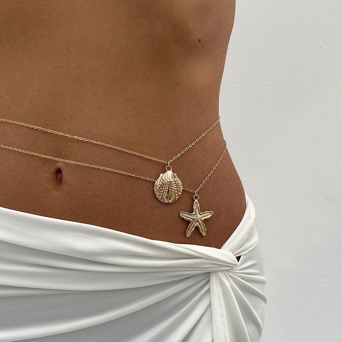 Ingemark Sexy Einfache Metall-Seestern-Jakobsmuschel-Anhänger-Taillen-Bauchkette Für Frauen, Sommer, Strand, Bikini, Urlaub, Körperschmuck, Geschenk Ingemark Sexy Einfache Metall-Seestern-Jakobsmuschel-Anhänger-Taillen-Bauchkette Für Frauen, Sommer, Strand, Bikini, Urlaub, Körperschmuck, Geschenk - Image 3