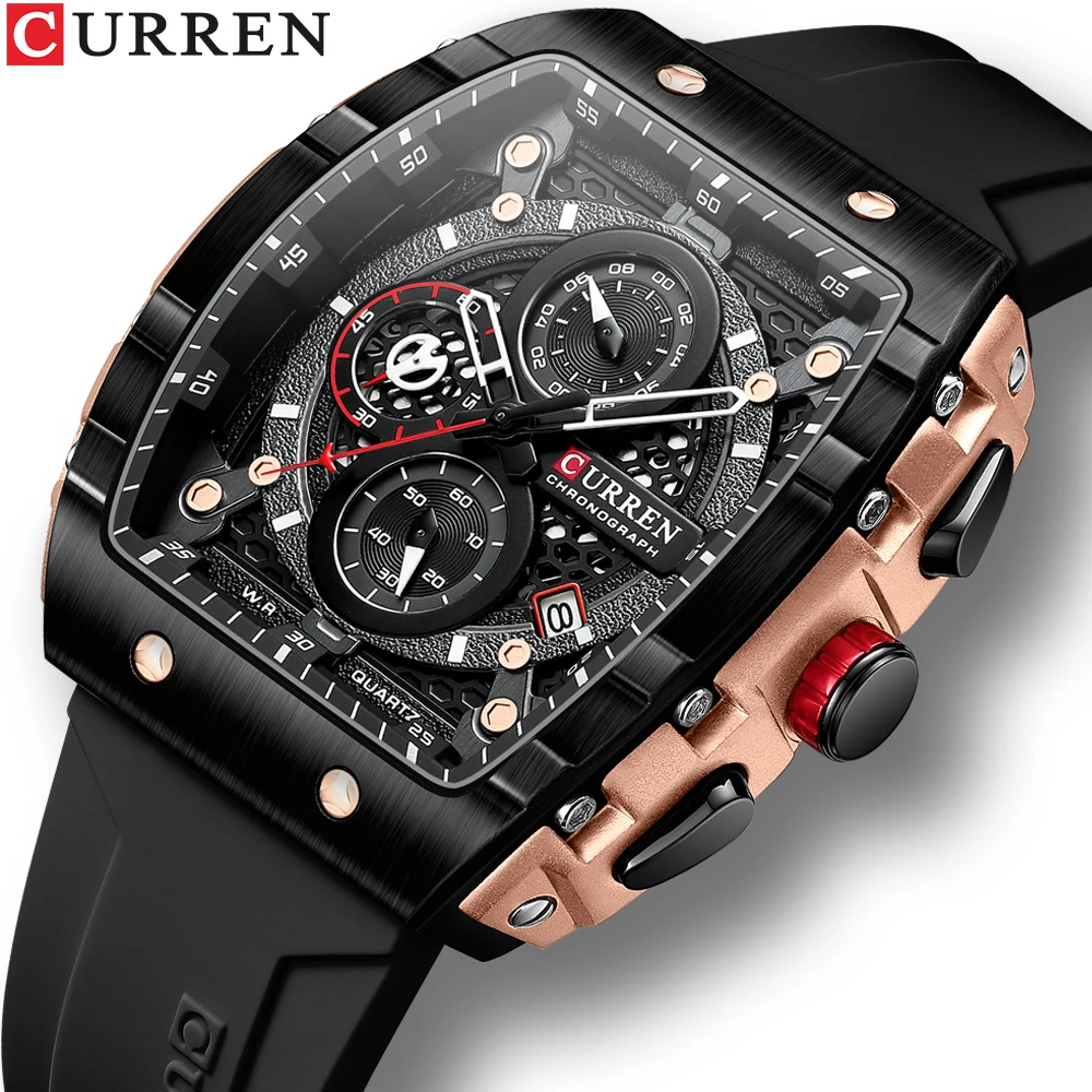 Curren Top Marke Herrenuhren Luxus Quadratische Quarz-Armbanduhr Wasserdicht Leuchtende Chronographenuhr Für Männer Datum Uhr Curren Top Marke Herrenuhren Luxus Quadratische Quarz-Armbanduhr Wasserdicht Leuchtende Chronographenuhr Für Männer Datum Uhr