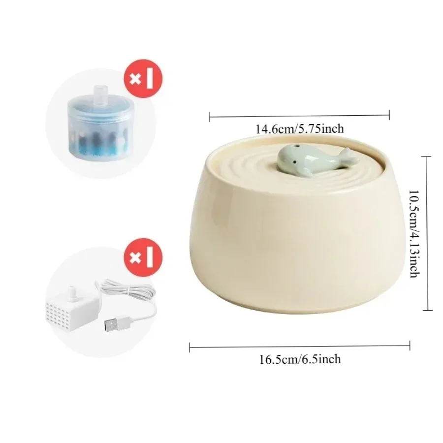Ceramic Water Fountain Cat Charging Pet Water Feeders Dogs Automatic Circulating Filtration Flow Water Dispenser Cat Accessories Ceramic Water Fountain Cat Charging Pet Water Feeders Dogs Automatic Circulating Filtration Flow Water Dispenser Cat Accessories - Image 3
