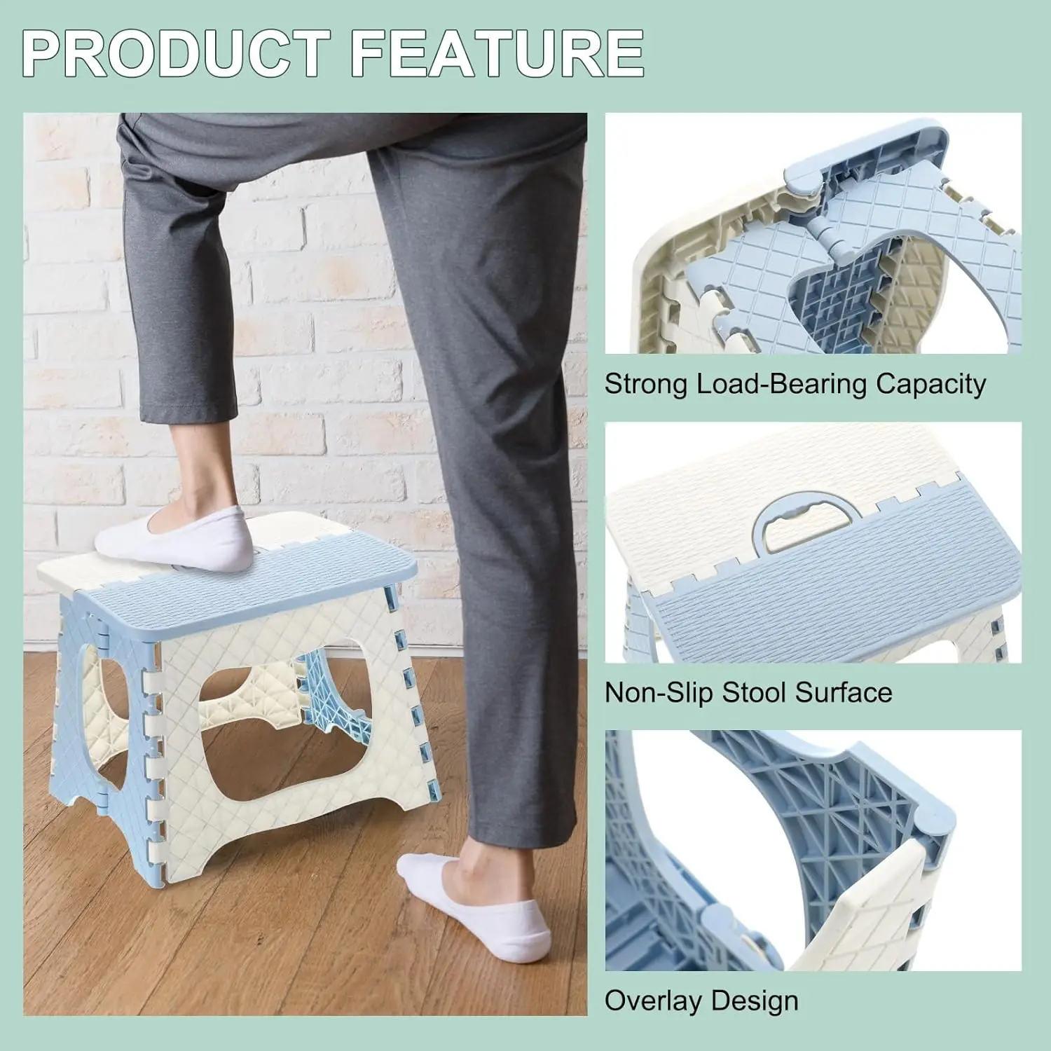 Foldable Step Stool – 300 Lb Capacity, Anti-Slip Treads &Amp; Reinforced Plastic For Kitchen, Bathroom &Amp; Home Foldable Step Stool – 300 Lb Capacity, Anti-Slip Treads &Amp; Reinforced Plastic For Kitchen, Bathroom &Amp; Home - Image 4