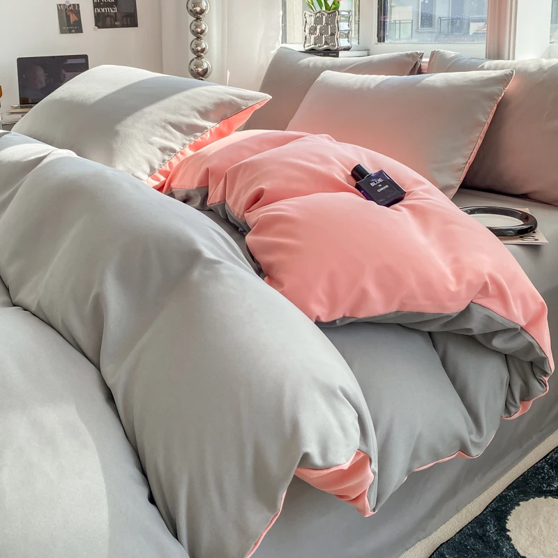 Ins Style Solid Color Duvet Cover Set Washed Cotton Bedclothes Comforter Cover Pillowcase Soft Bedding Sets Quilt Covers 220X240 Ins Style Solid Color Duvet Cover Set Washed Cotton Bedclothes Comforter Cover Pillowcase Soft Bedding Sets Quilt Covers 220X240 - Image 11