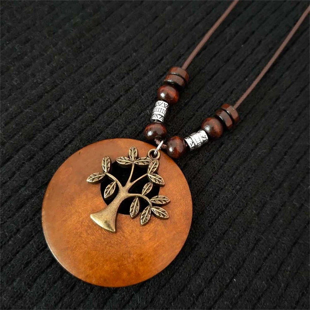 Vintage Folk Stil Holz Perlen Anhänger Halskette Für Frauen Choker Lange Wachs Gewinde Zink-Legierung Pullover Kleid Halskette Vintage Folk Stil Holz Perlen Anhänger Halskette Für Frauen Choker Lange Wachs Gewinde Zink-Legierung Pullover Kleid Halskette - Image 11