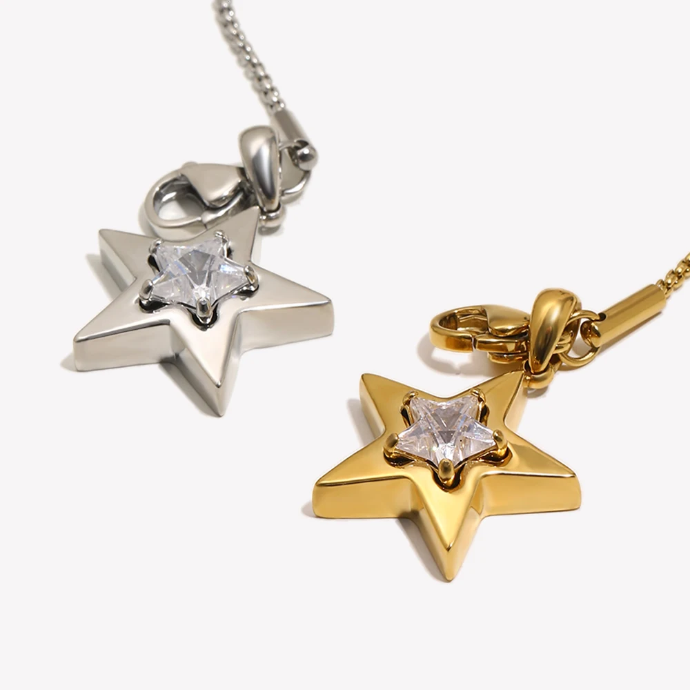 E.b.belle Halskette Mit Wassertropfen-Zirkon-Anhänger Für Damen, 18 Karat Vergoldete Edelstahl-Halsketten, Eleganter Damenschmuck, Geschenk E.b.belle Halskette Mit Wassertropfen-Zirkon-Anhänger Für Damen, 18 Karat Vergoldete Edelstahl-Halsketten, Eleganter Damenschmuck, Geschenk - Image 3
