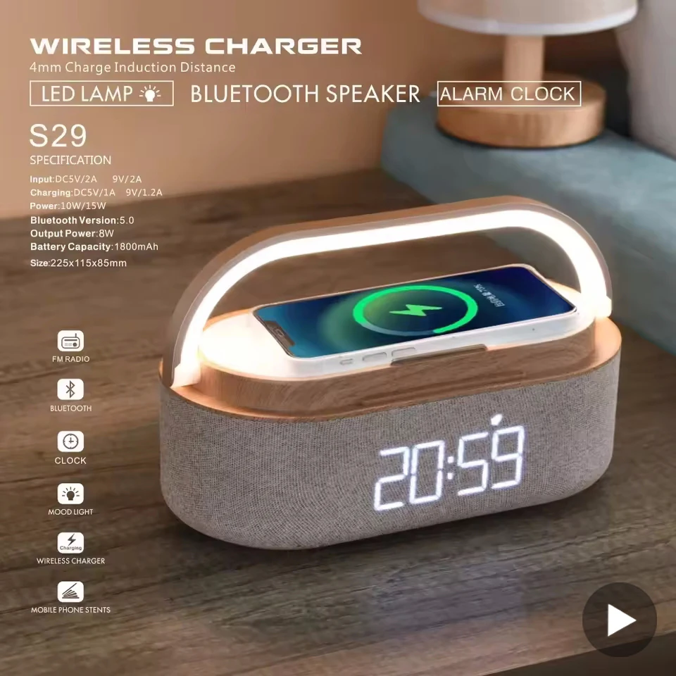 Tragbarer Bluetooth-Radiowecker Mit Fm-Radio, Ladefunktion, Lautsprecher, Nachtlicht &Amp; Wecker – Musikbox Für Zuhause, Büro &Amp; Unterwegs Bluetooth Radiowecker