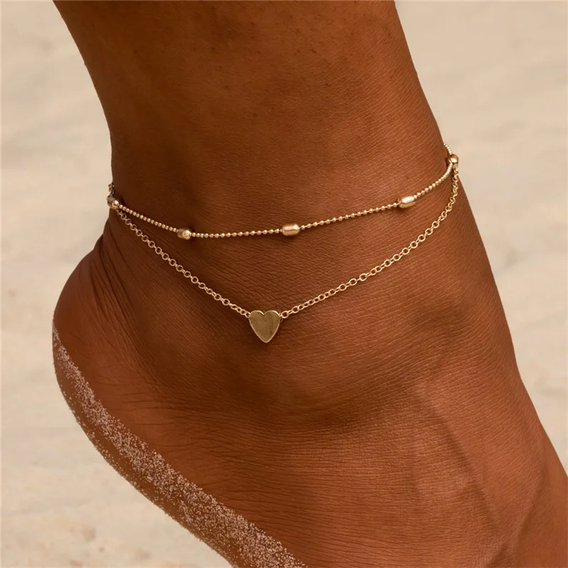 Einfache Perlenkette Fußkettchen Armband Für Frauen Trendige Mode Liebe Herz Fußkettchen Boho Stil Weiblicher Fuß Strandschmuck Für Mädchen Einfache Perlenkette Fußkettchen Armband Für Frauen Trendige Mode Liebe Herz Fußkettchen Boho Stil Weiblicher Fuß Strandschmuck Für Mädchen - Image 2