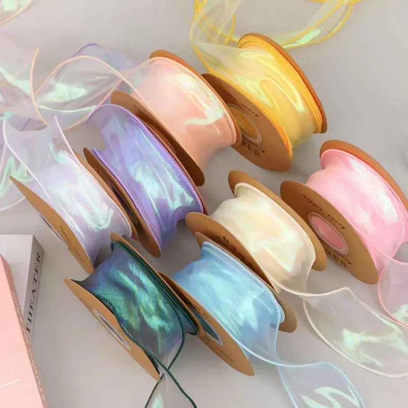 40Mm 10 Yards Fischschwanz-Organzaband, Reflektierendes, Irisierendes Band Mit Gewelltem Rand Für Geschenkverpackungen, Diy-Schleifen, Blumensträuße, Voile-Bänder 40Mm 10 Yards Fischschwanz-Organzaband, Reflektierendes, Irisierendes Band Mit Gewelltem Rand Für Geschenkverpackungen, Diy-Schleifen, Blumensträuße, Voile-Bänder