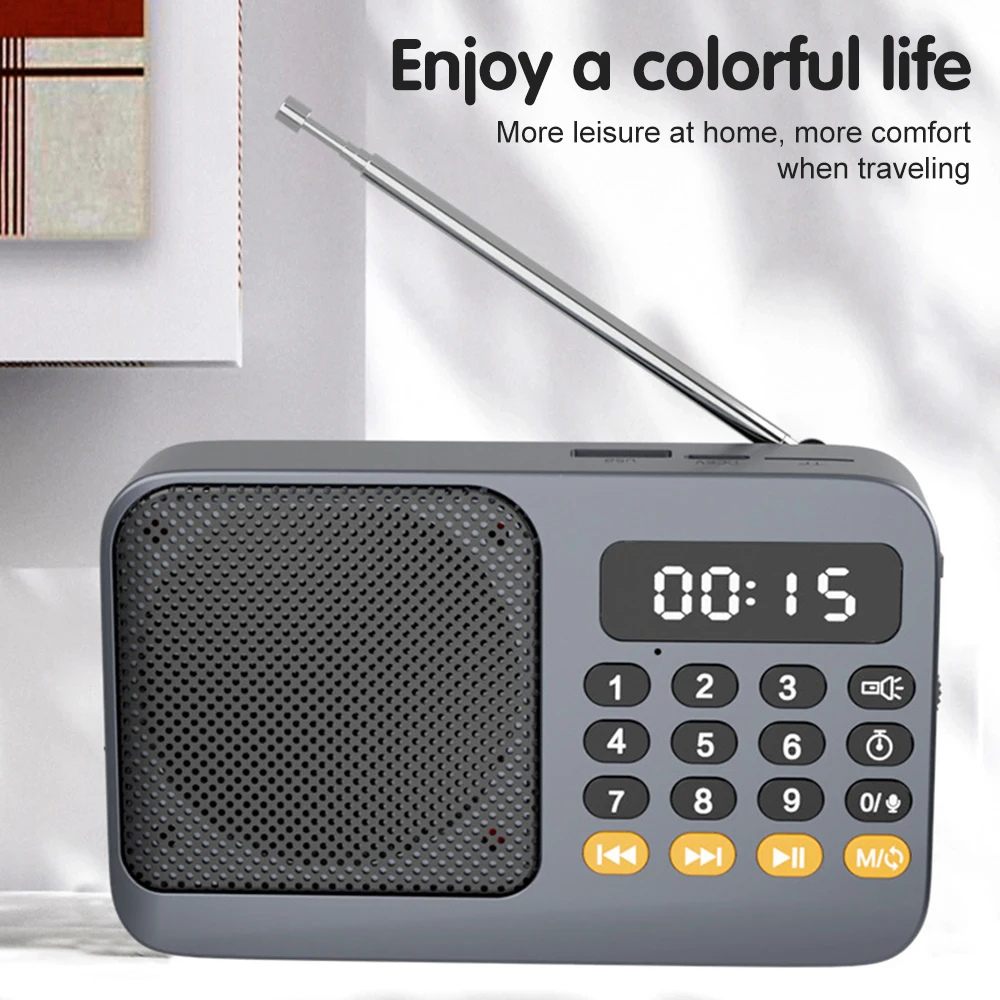 Tragbares Fm-Radio Mit Bluetooth, Lcd-Digitalanzeige, Usb, Tf &Amp; Mp3 – Wiederaufladbarer Musikplayer Mit Taschenlampe Und Lautsprecher Tragbares Fm-Radio Mit Bluetooth, Lcd-Digitalanzeige, Usb, Tf &Amp; Mp3 – Wiederaufladbarer Musikplayer Mit Taschenlampe Und Lautsprecher - Image 3