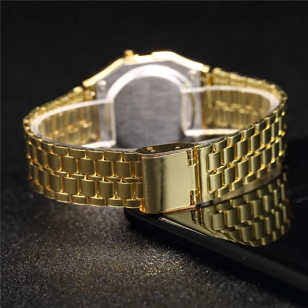Elegante Digitaluhr Für Frauen Gold Silber Edelstahl Business Damen Elektronische Armbanduhren Mann Uhr Zegarek Damski Elegante Digitaluhr Für Frauen Gold Silber Edelstahl Business Damen Elektronische Armbanduhren Mann Uhr Zegarek Damski - Image 3