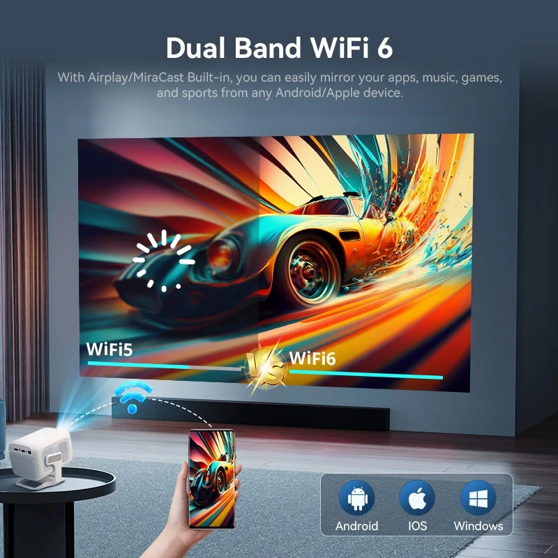 Hd-Projektor Mit Nativer 1080P-Auflösung, 4K-Unterstützung, Wlan 6, Bluetooth 5.4 &Amp; Android – Tragbarer Led-Heimkino-Projektor Hd-Projektor Mit Nativer 1080P-Auflösung, 4K-Unterstützung, Wlan 6, Bluetooth 5.4 &Amp; Android – Tragbarer Led-Heimkino-Projektor - Image 6