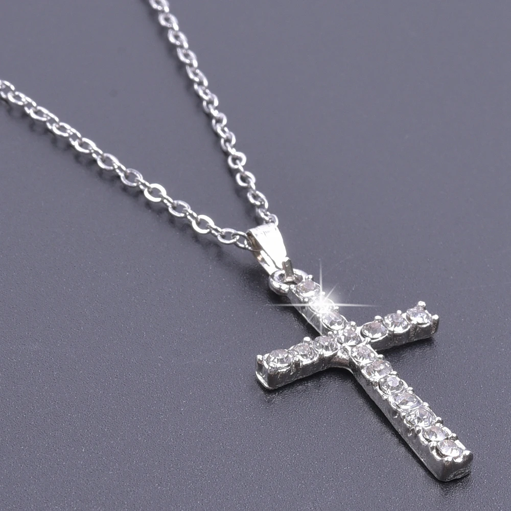 Women Necklace Jewelry Chain Fashion Cross With Rhinestone Pendant Necklace Stainless Steel Choke Ring Women Accessories New Women Necklace Jewelry Chain Fashion Cross With Rhinestone Pendant Necklace Stainless Steel Choke Ring Women Accessories New - Image 5