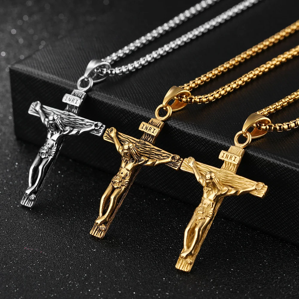 Premium-Kreuz-Halskette Für Damen, 18 Karat Vergoldet, Trendige Gold-Kreuz-Anhängerkette Für Mädchen, Kruzifix-Halskette Für Damen Und Mädchen Premium-Kreuz-Halskette Für Damen, 18 Karat Vergoldet, Trendige Gold-Kreuz-Anhängerkette Für Mädchen, Kruzifix-Halskette Für Damen Und Mädchen