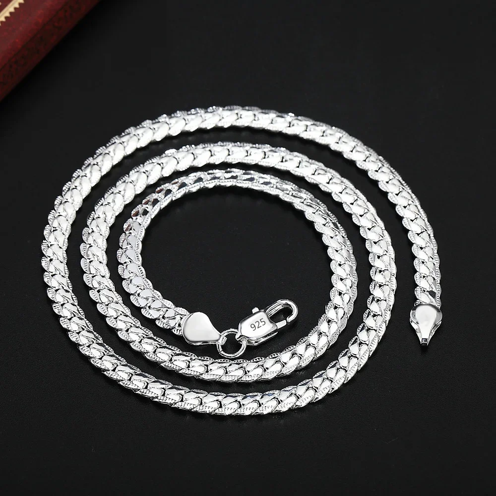 Lats 20–60 Cm Versilberte 6 Mm Seitliche Halskette Für Damen Und Herren, Goldfarben, 18/20/24 Zoll Kette, Modischer Hochzeitsschmuck, Geschenk Lats 20–60 Cm Versilberte 6 Mm Seitliche Halskette Für Damen Und Herren, Goldfarben, 18/20/24 Zoll Kette, Modischer Hochzeitsschmuck, Geschenk - Image 4