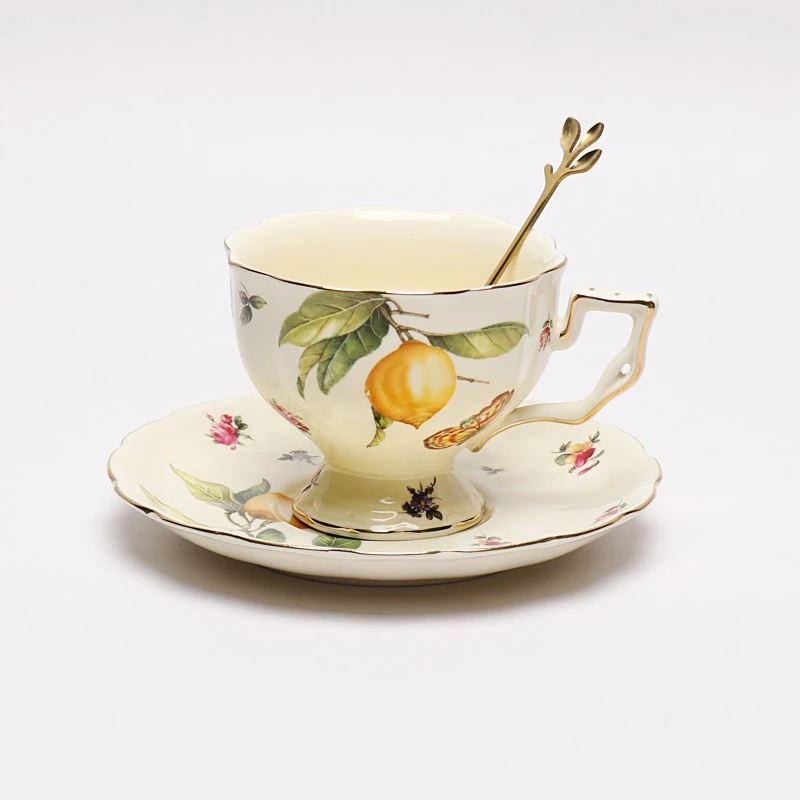 Justinlau Zitronen-Espressotassen, Elegantes Teeset Im Europäischen Stil, Teetasse Und Untertassen-Set, Keramiktasse, Kaffeetassen-Set, Dessertteller Justinlau Zitronen-Espressotassen, Elegantes Teeset Im Europäischen Stil, Teetasse Und Untertassen-Set, Keramiktasse, Kaffeetassen-Set, Dessertteller - Image 3