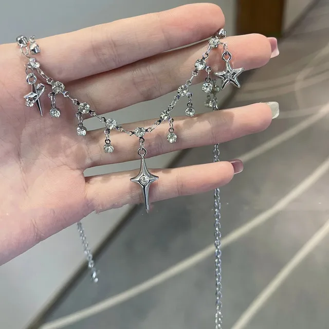 Kreuz-Halskette Mit Zirkonia Und Quaste – Y2K-Damenschmuck Kreuz-Halskette Mit Zirkonia Und Quaste – Y2K-Damenschmuck - Image 9