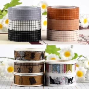 10M Grid Vintage Washi Tape Japanisches Papier DIY Planer Masking Tape Klebebänder Aufkleber Dekorative Schreibwaren Bänder