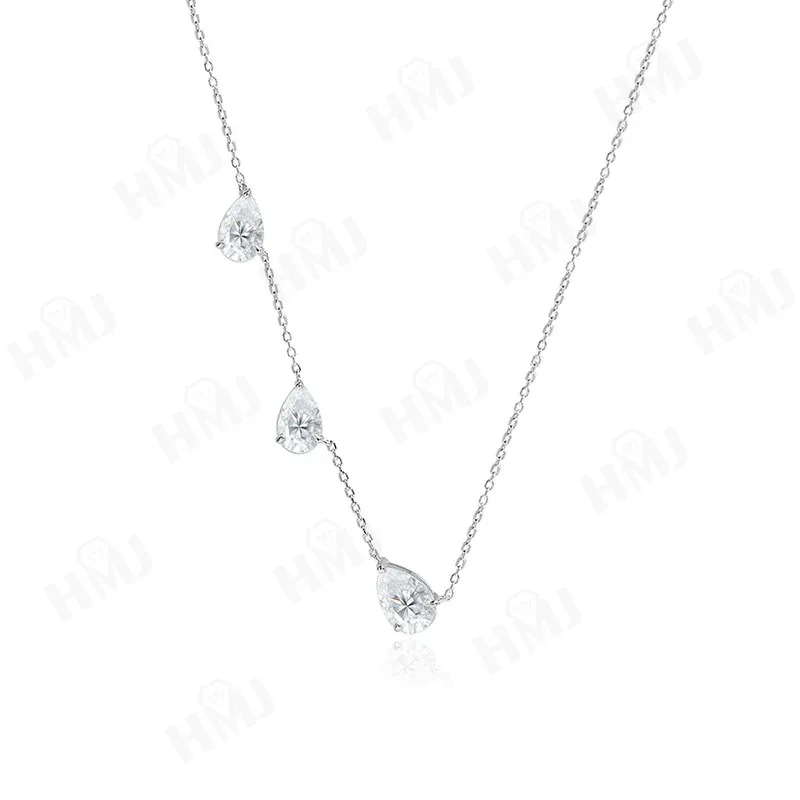 Einfache Halsketten, Drei Birnenform, Moissanit-Diamant, 925Er Sterlingsilber, Stapelbare Gliederkette, Weihnachtsgeschenke, Hypoallergen Einfache Halsketten, Drei Birnenform, Moissanit-Diamant, 925Er Sterlingsilber, Stapelbare Gliederkette, Weihnachtsgeschenke, Hypoallergen - Image 9