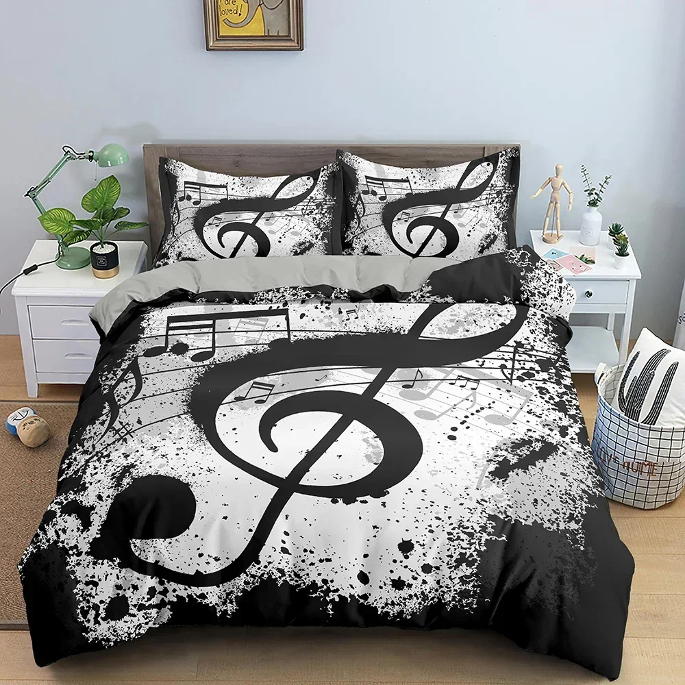 Musik Bettwäsche Set Klavier Tastatur Musik Note Bettbezug Queen Size Bettwäsche Tröster Mikrofaser Gitarre Polyester Bettwäsche Sets Musik Bettwäsche Set Klavier Tastatur Musik Note Bettbezug Queen Size Bettwäsche Tröster Mikrofaser Gitarre Polyester Bettwäsche Sets - Image 5