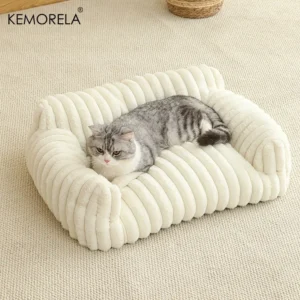 1PCS Cat Sofa Bed-Soft Polyester Pet Bed with Striped Design, Breathable for All Seasons,Suitable for Small to Medium Cat