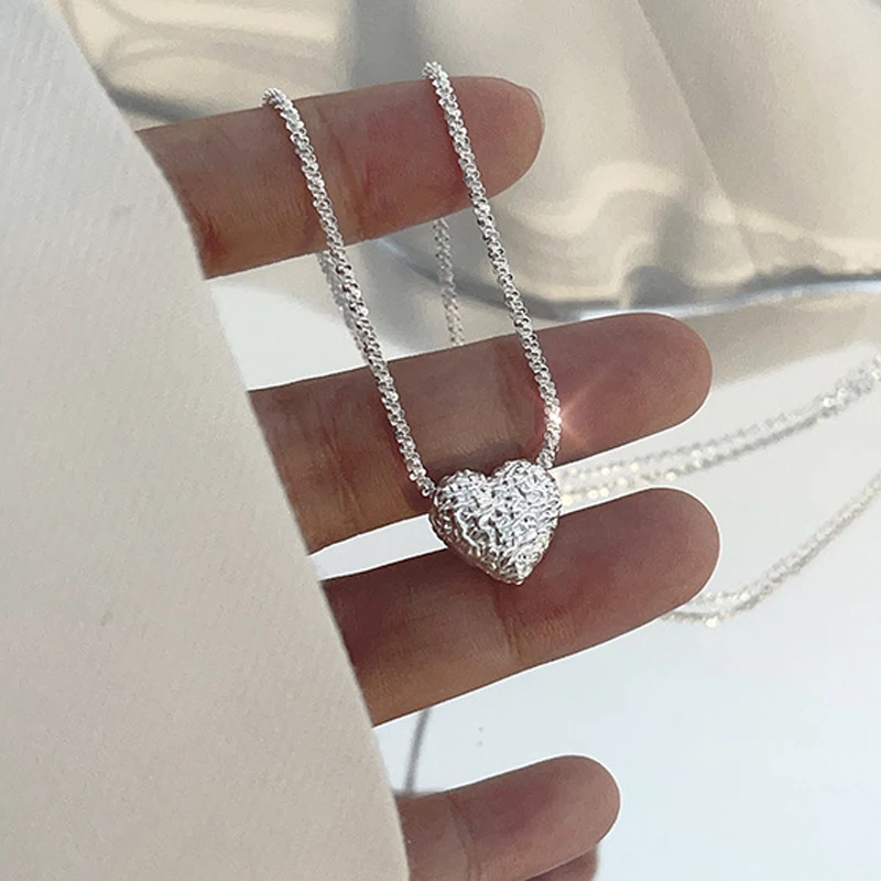Nieuw 925 Sterling Zilver Mädchen Hammer Muster Liebe Halsket Einfache Herzförmige Anhänger Frauen Geschenk Boutique Schmuck Nk153 Nieuw 925 Sterling Zilver Mädchen Hammer Muster Liebe Halsket Einfache Herzförmige Anhänger Frauen Geschenk Boutique Schmuck Nk153 - Image 12