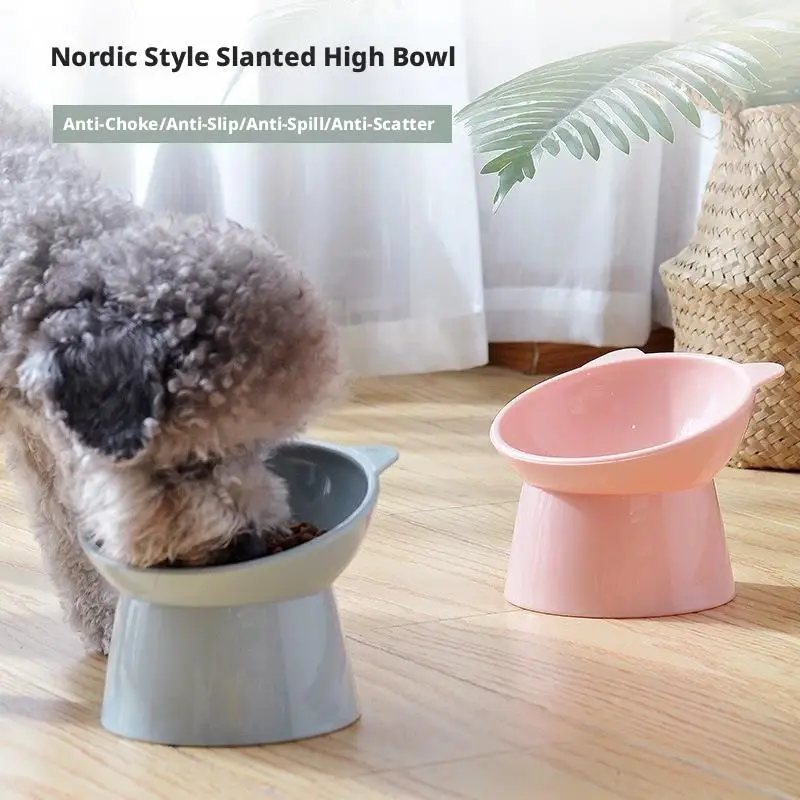 Tilted Cat Food Bowl Anti Vomiting Orthopedic Elevated Cat Dish Whisker Friendly Ceramic Pet Feeder For Small Pets Tilted Cat Food Bowl Anti Vomiting Orthopedic Elevated Cat Dish Whisker Friendly Ceramic Pet Feeder For Small Pets