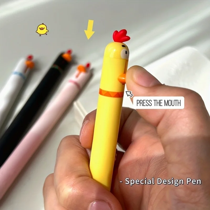 4 Stück Schreibstift, Süßer Und Lustiger Styling-Stift, Kreativer Rotierender Gelstift, Huhn-Press-Gelstift, 0,5 Mm, Schwarz, Bürobedarf 4 Stück Schreibstift, Süßer Und Lustiger Styling-Stift, Kreativer Rotierender Gelstift, Huhn-Press-Gelstift, 0,5 Mm, Schwarz, Bürobedarf - Image 4