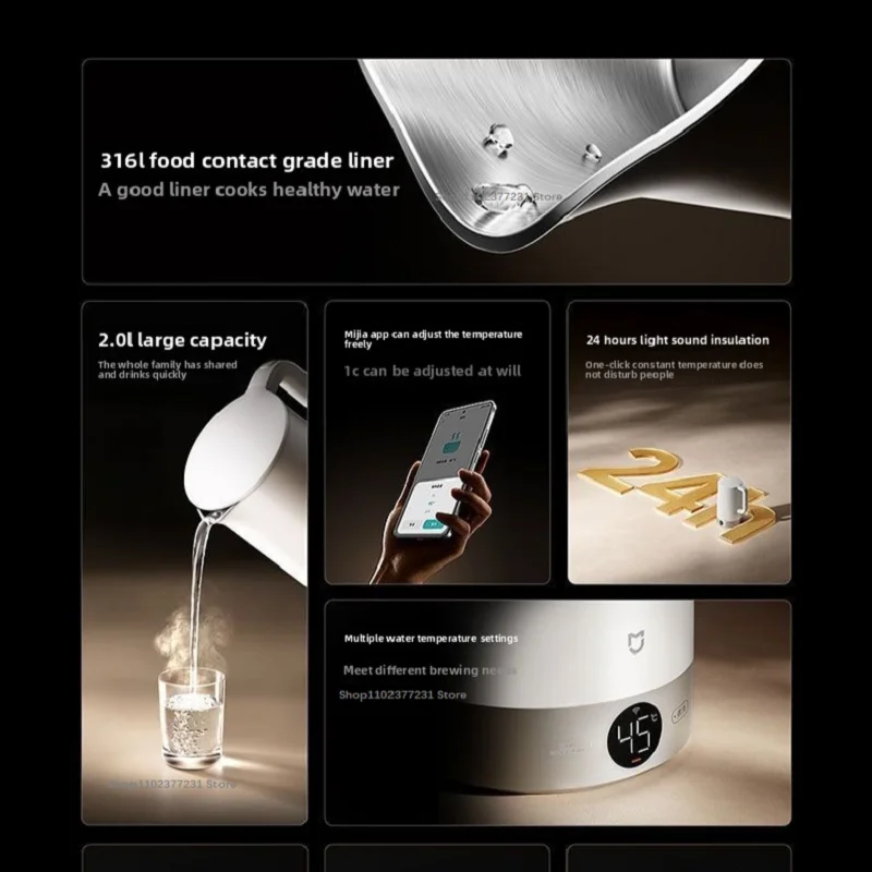 Neuer Mijia Wasserkocher Mit Konstanter Temperatur 3 Pro, 24-Stunden-Isolierung, 316L Edelstahl, 1800W Schnellheizung, 2L, Mihome App Neuer Mijia Wasserkocher Mit Konstanter Temperatur 3 Pro, 24-Stunden-Isolierung, 316L Edelstahl, 1800W Schnellheizung, 2L, Mihome App - Image 2