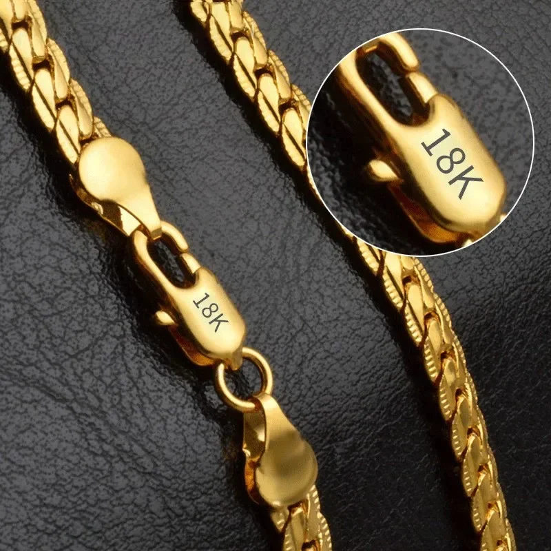 Lats 20–60 Cm Versilberte 6 Mm Seitliche Halskette Für Damen Und Herren, Goldfarben, 18/20/24 Zoll Kette, Modischer Hochzeitsschmuck, Geschenk Lats 20–60 Cm Versilberte 6 Mm Seitliche Halskette Für Damen Und Herren, Goldfarben, 18/20/24 Zoll Kette, Modischer Hochzeitsschmuck, Geschenk - Image 2