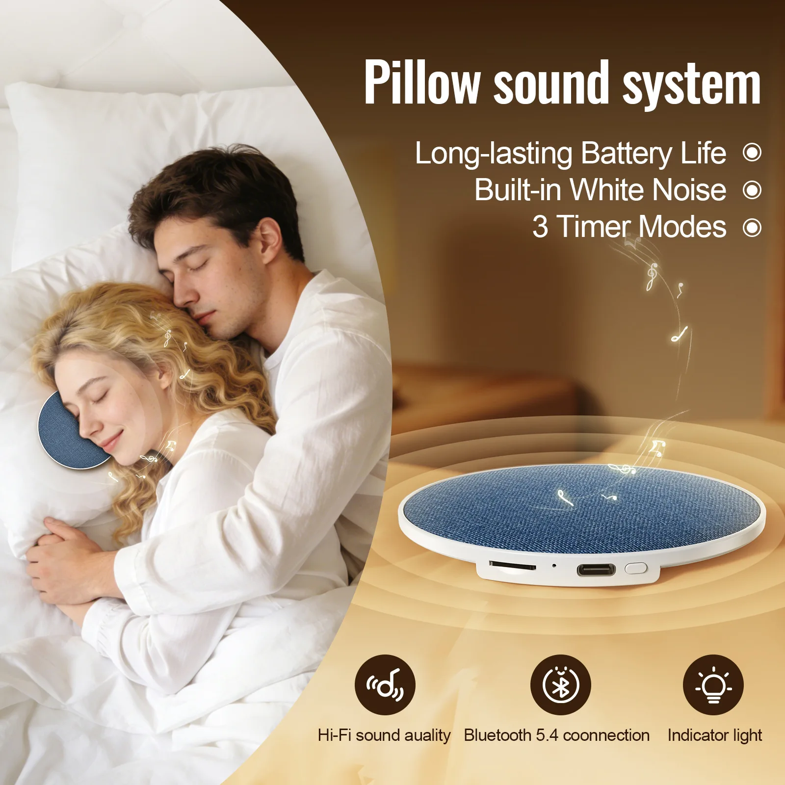 Kabelloser Kissen-Lautsprecher Mit Bluetooth 5.4 – 360° Surround-Sound, Hifi-Stereo &Amp; Schlafhilfe Für Ungestörten Privaten Audiogenuss Kabelloser Kissen-Lautsprecher Mit Bluetooth 5.4 – 360° Surround-Sound, Hifi-Stereo &Amp; Schlafhilfe Für Ungestörten Privaten Audiogenuss - Image 6